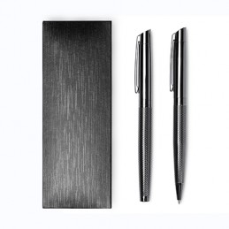 REYDON. Elegant twist roller pen and propelling pencil set, in a dark steel design - BL7993, BLACK