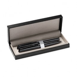 REYDON. Elegant twist roller pen and propelling pencil set, in a dark steel design - BL7993, BLACK