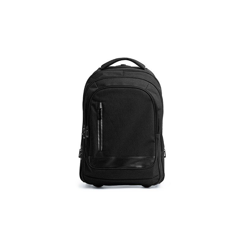 GARNES. Wheel trolley backpack made of 300D heather polyester - MO7178, BLACK