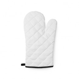 ROGER. White polyester kitchen mitt with colour edging and hanging strap - MP9134, BLACK