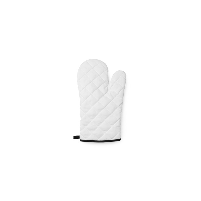 ROGER. White polyester kitchen mitt with colour edging and hanging strap - MP9134, BLACK