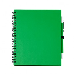 LEYNAX. Spiral ring notebook with plain sheets and pen holder - NB7994, FERN GREEN