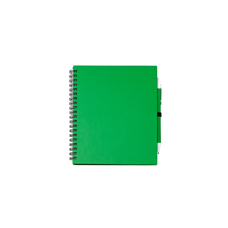 LEYNAX. Spiral ring notebook with plain sheets and pen holder - NB7994, FERN GREEN