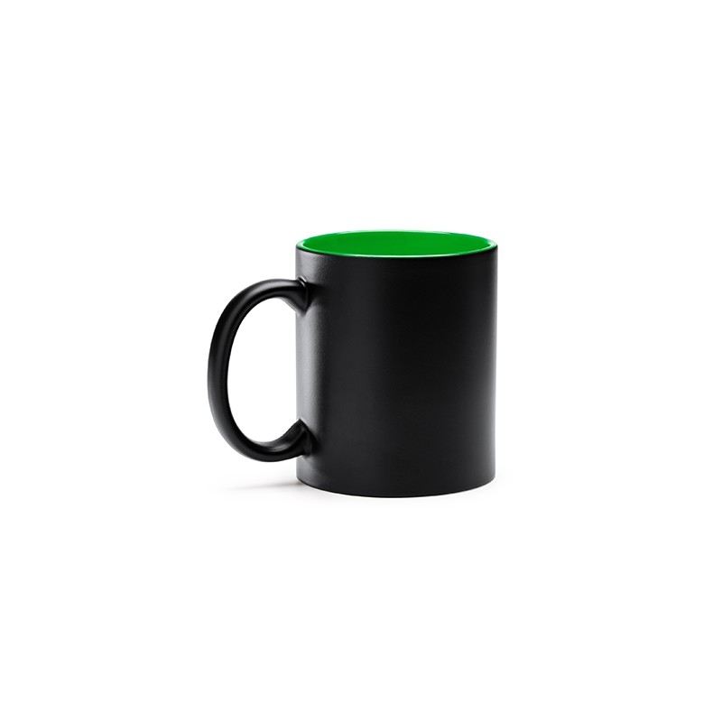 MACHA. Ceramic mug with colour interior, ideal for laser printing - TZ3997, FERN GREEN