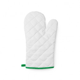 ROGER. White polyester kitchen mitt with colour edging and hanging strap - MP9134, FERN GREEN