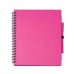 LEYNAX. Spiral ring notebook with plain sheets and pen holder - NB7994, FUCHSIA