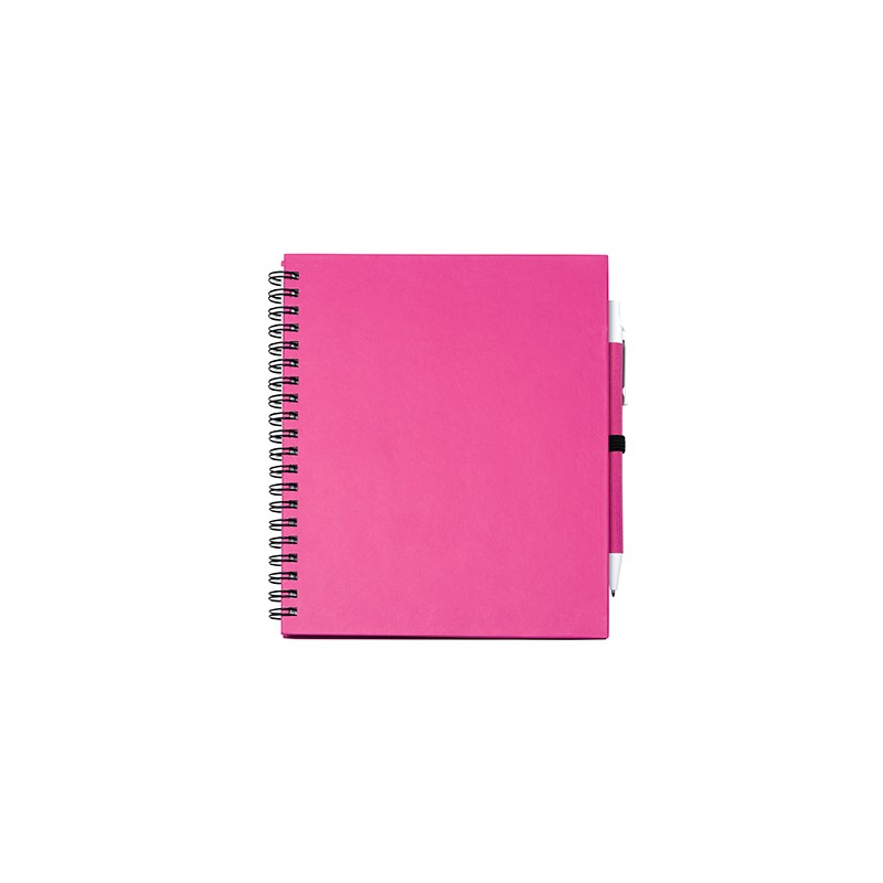 LEYNAX. Spiral ring notebook with plain sheets and pen holder - NB7994, FUCHSIA