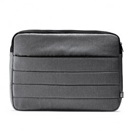 KEBAL. Padded case for 15'' laptops made of RPET 300D polyester - FU7566, HEATHER GREY