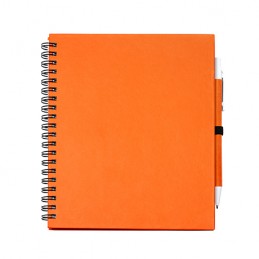 LEYNAX. Spiral ring notebook with plain sheets and pen holder - NB7994, ORANGE