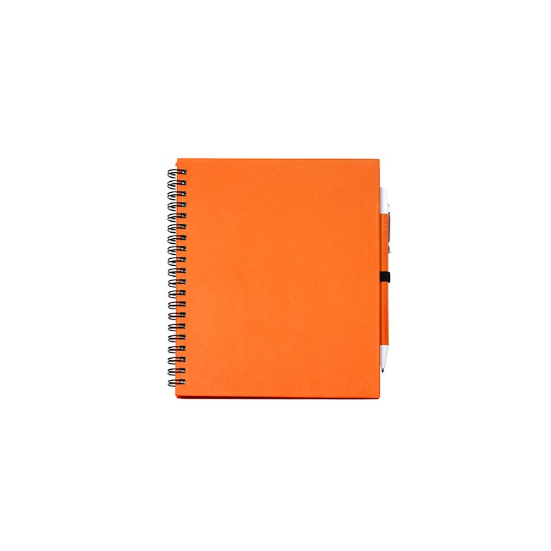 LEYNAX. Spiral ring notebook with plain sheets and pen holder - NB7994, ORANGE LEYNAX. Spiral ring notebook with plain sheets and pen holder - NB7994, ORANGE