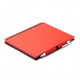 LEYNAX. Spiral ring notebook with plain sheets and pen holder - NB7994, RED