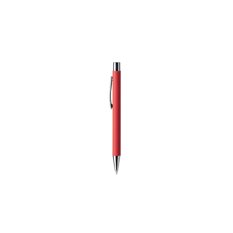 DOVER. Push ball pen with soft touch metal body - BL8095, RED