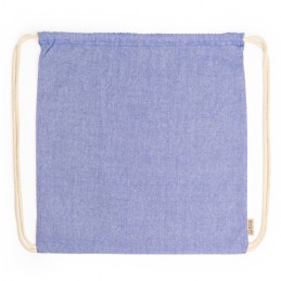 BRESCIA. Drawstring bag made of 120 gsm recycled cotton in heather finish and cords in natural colour - MO7165, ROYAL BLUE