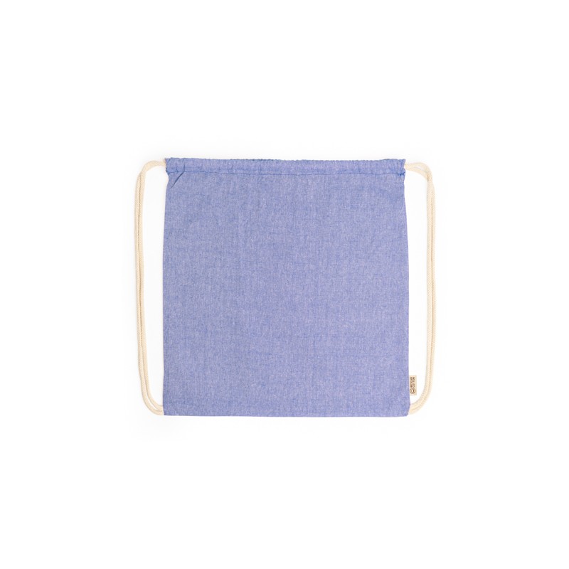 BRESCIA. Drawstring bag made of 120 gsm recycled cotton in heather finish and cords in natural colour - MO7165, ROYAL BLUE