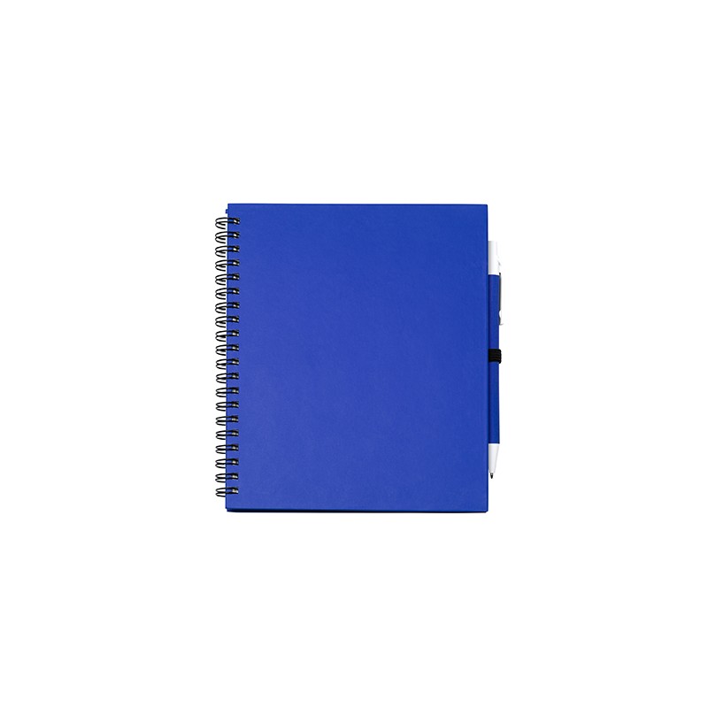 LEYNAX. Spiral ring notebook with plain sheets and pen holder - NB7994, ROYAL BLUE