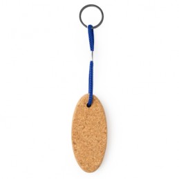 YATE. Oval floating keyring in natural cork with resistant polyester cord - KO4108, ROYAL BLUE