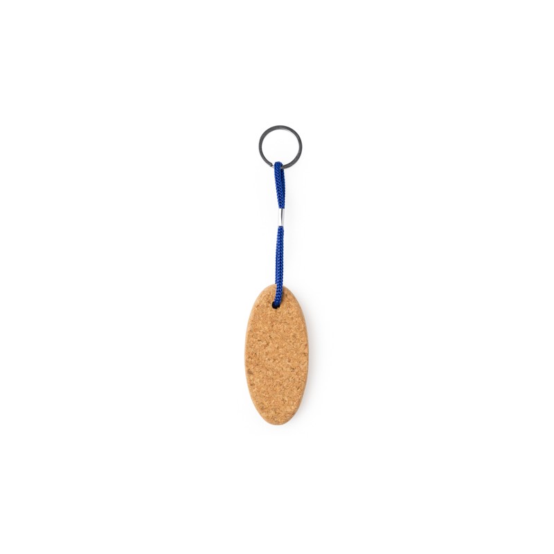YATE. Oval floating keyring in natural cork with resistant polyester cord - KO4108, ROYAL BLUE