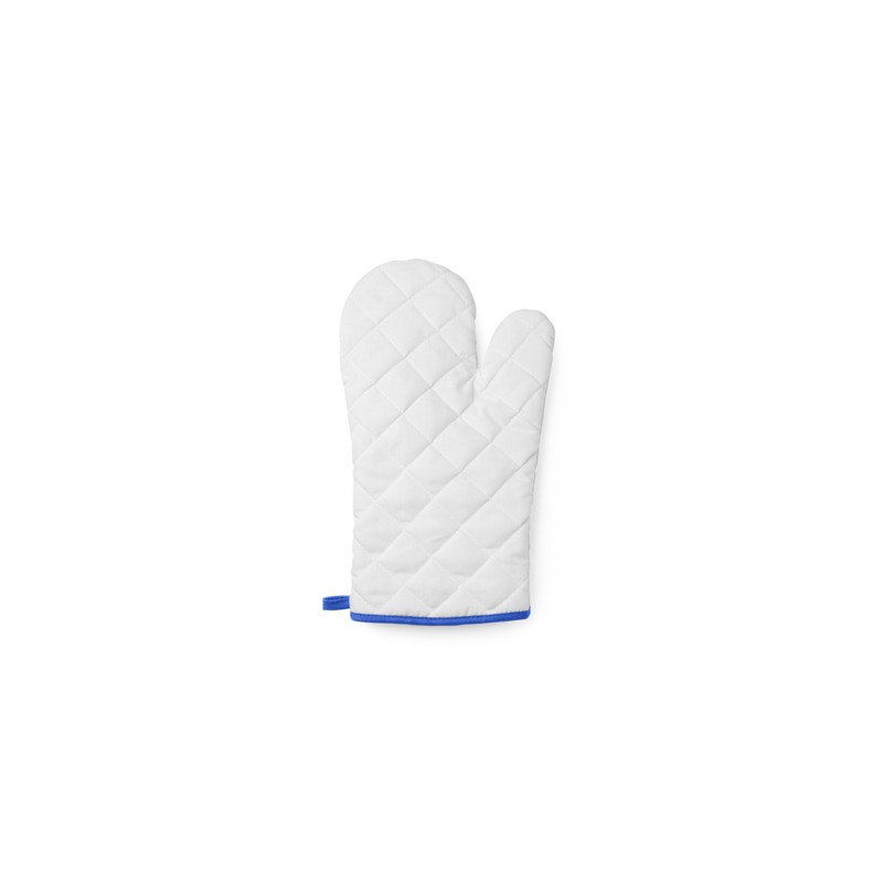 ROGER. White polyester kitchen mitt with colour edging and hanging strap - MP9134, ROYAL BLUE ROGER. White polyester kitchen mitt with colour edging and hanging strap - MP9134, ROYAL BLUE