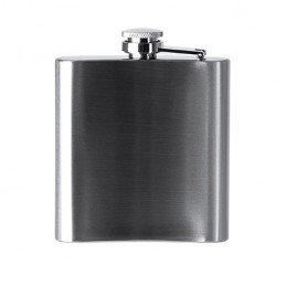 WALKER. Stainless steel hip flask with spill-proof screw cap - BI4141, SILVER