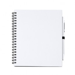 LEYNAX. Spiral ring notebook with plain sheets and pen holder - NB7994, WHITE