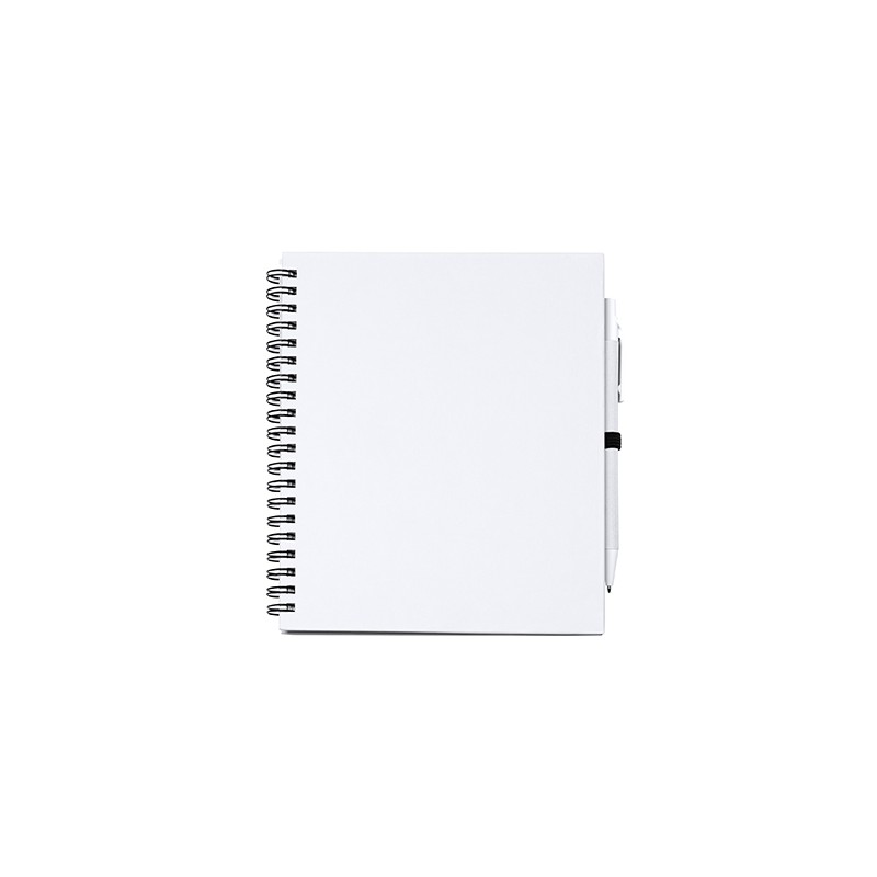 LEYNAX. Spiral ring notebook with plain sheets and pen holder - NB7994, WHITE