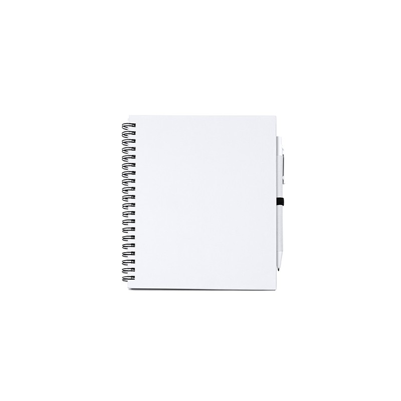 LEYNAX. Spiral ring notebook with plain sheets and pen holder - NB7994, WHITE LEYNAX. Spiral ring notebook with plain sheets and pen holder - NB7994, WHITE