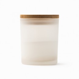 VANILA. Scented candle in a translucent glass with bamboo lid - VL1315, WHITE