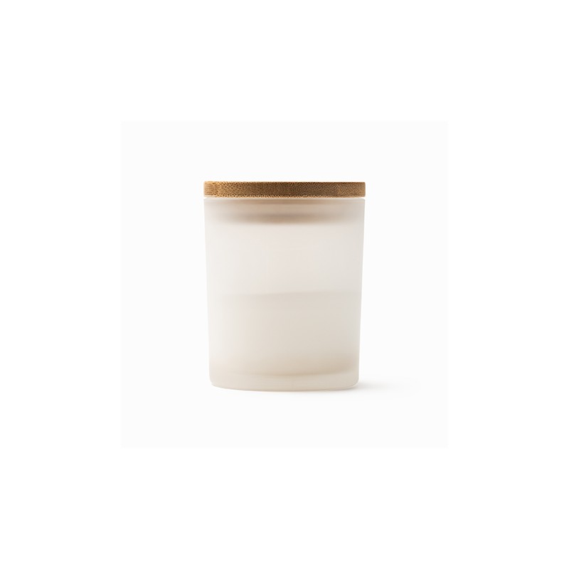 VANILA. Scented candle in a translucent glass with bamboo lid - VL1315, WHITE