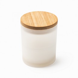VANILA. Scented candle in a translucent glass with bamboo lid - VL1315, WHITE