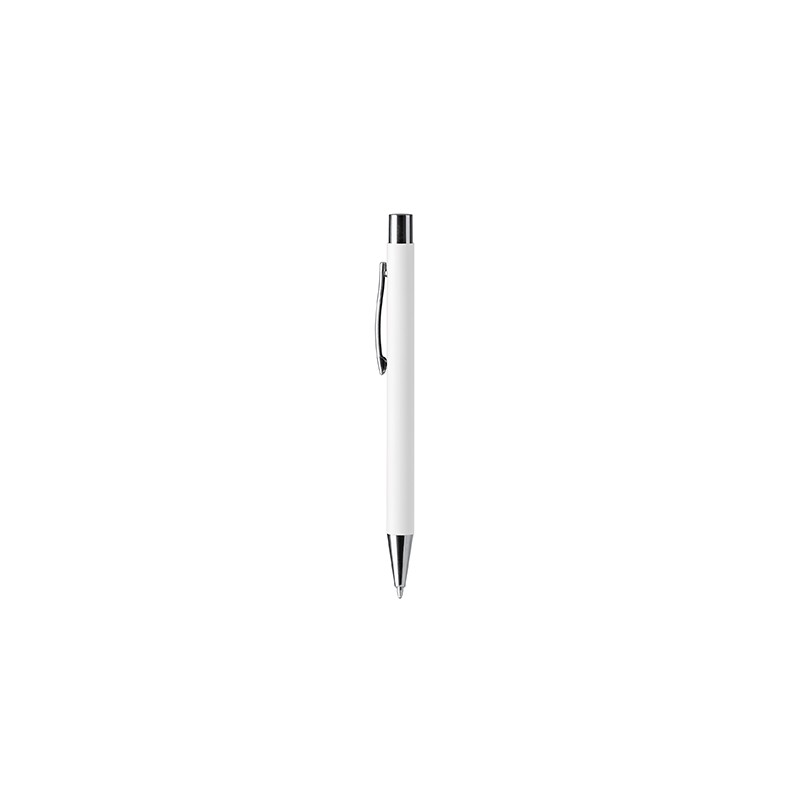 DOVER. Push ball pen with soft touch metal body - BL8095, WHITE