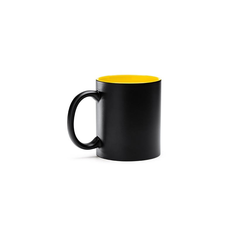 MACHA. Ceramic mug with colour interior, ideal for laser printing - TZ3997, YELLOW