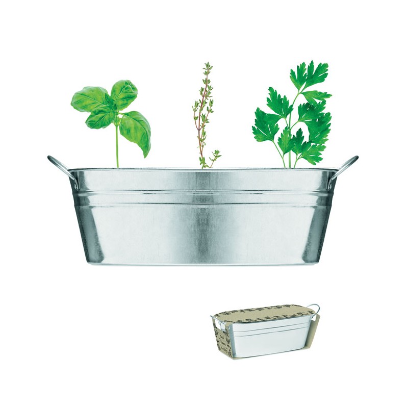 MIX SEEDS, Ghiveci din zinc cu semințe MO6497-16, Dull silver MIX SEEDS, Ghiveci din zinc cu semințe MO6497-16, Dull silver