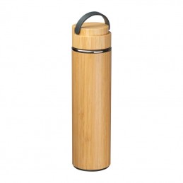 Sticlă termos de băut din oțel inoxidabil și bambu - 6311313, Beige