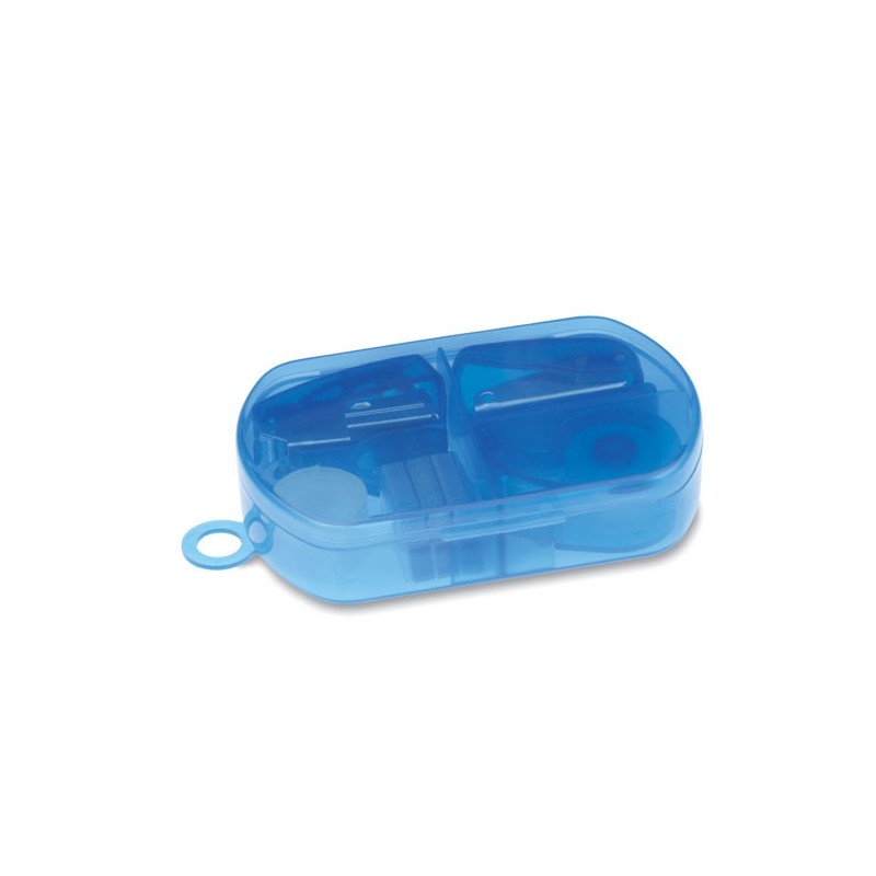 BUROBOX - Set papetărie în cutie plastic MO7623-23, Transparent blue