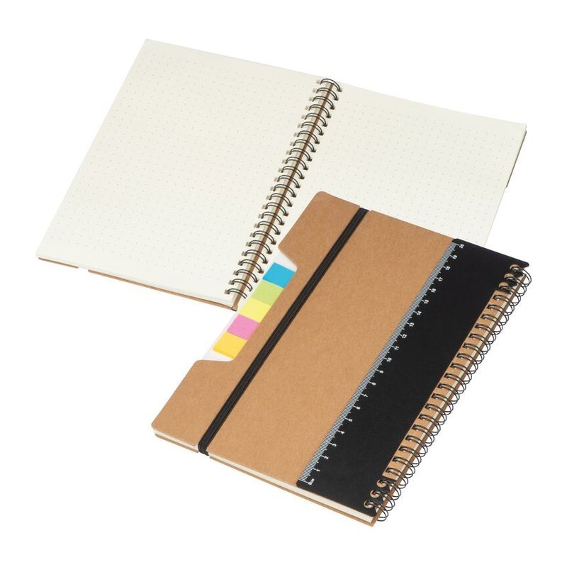 Notes A5 spiralat 120 file veline si notesuri autocolante - 238701, Maro