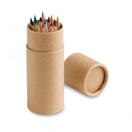 CYLINDER. Cutie cilindric din carton cu 12 creioane de colorat - 91752, Natural