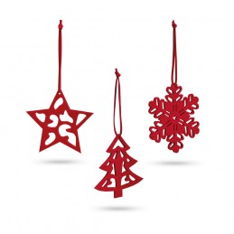 DARIO. Set de 3 decorațiuni de Crăciun din pâslă - 99323, Roșu