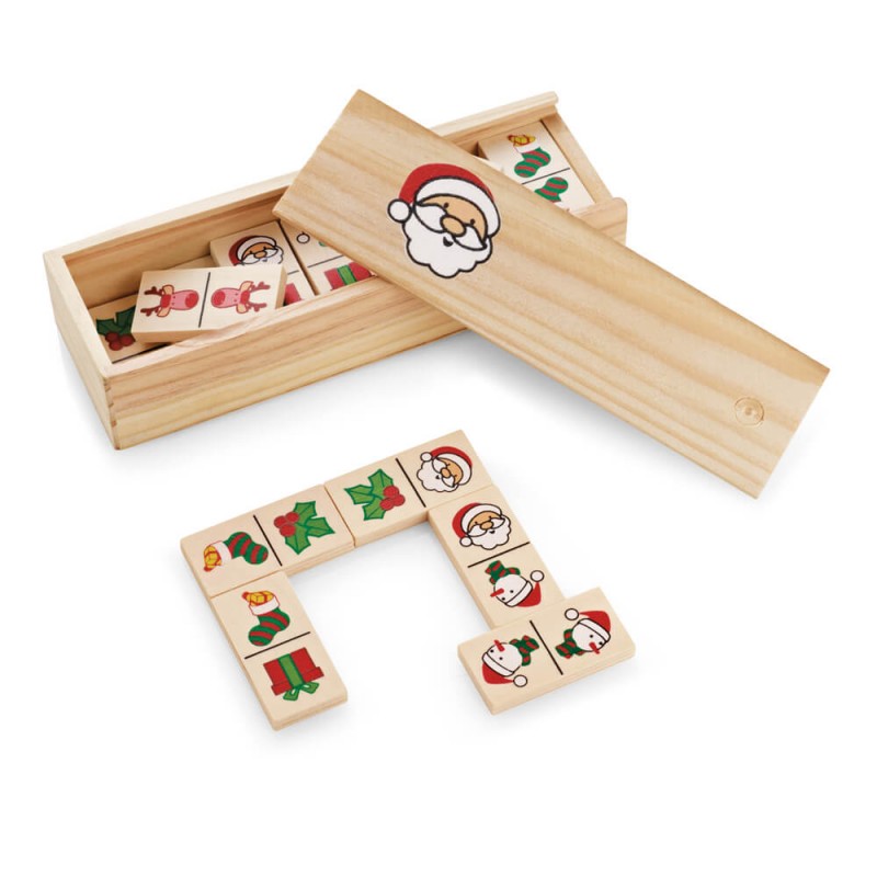CHAMONIX. Joc domino din lemn cu figuri de Crăciun - 98087, Natural deschis CHAMONIX. Joc domino din lemn cu figuri de Crăciun - 98087, Natural deschis