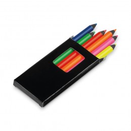 MEMLING. Cutie cu 6 mici creioane fluorescente de colorat din lemn - 91767, Negru
