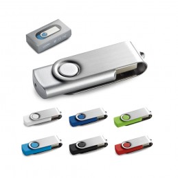 CLAUDIUS 4GB. Unitate flash USB de 4 GB cu finisaj de cauciuc și clip metalic - 97548, Alb