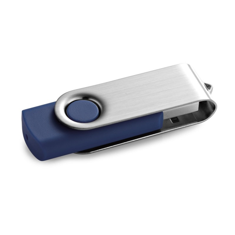 CLAUDIUS 4GB. Unitate flash USB de 4 GB cu finisaj de cauciuc și clip metalic - 97548, Albastru