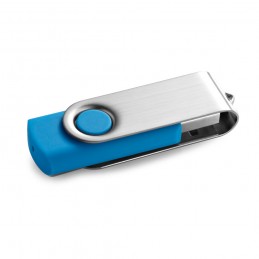 CLAUDIUS 4GB. Unitate flash USB de 4 GB cu finisaj de cauciuc și clip metalic - 97548, Albastru deschis