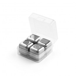 GLACIER. Set de patru cuburi reutilizabile din oțel inoxidabil - 94252, Argintiu