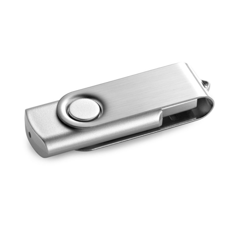CLAUDIUS 4GB. Unitate flash USB de 4 GB cu finisaj de cauciuc și clip metalic - 97548, Argintiu satinat CLAUDIUS 4GB. Unitate flash USB de 4 GB cu finisaj de cauciuc și clip metalic - 97548, Argintiu satinat