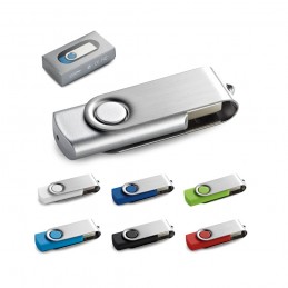 CLAUDIUS 4GB. Unitate flash USB de 4 GB cu finisaj de cauciuc și clip metalic - 97548, Argintiu satinat