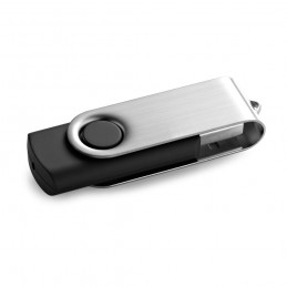 CLAUDIUS 4GB. Unitate flash USB de 4 GB cu finisaj de cauciuc și clip metalic - 97548, Negru