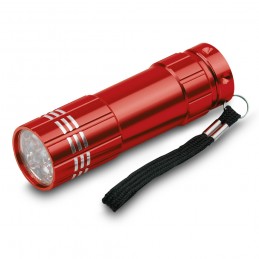 . Lanternă LED din metal cu 9 LED-uri și șnur textil - 11023, Roșu