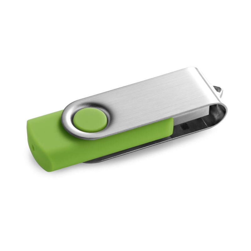 CLAUDIUS 4GB. Unitate flash USB de 4 GB cu finisaj de cauciuc și clip metalic - 97548, Verde deschis