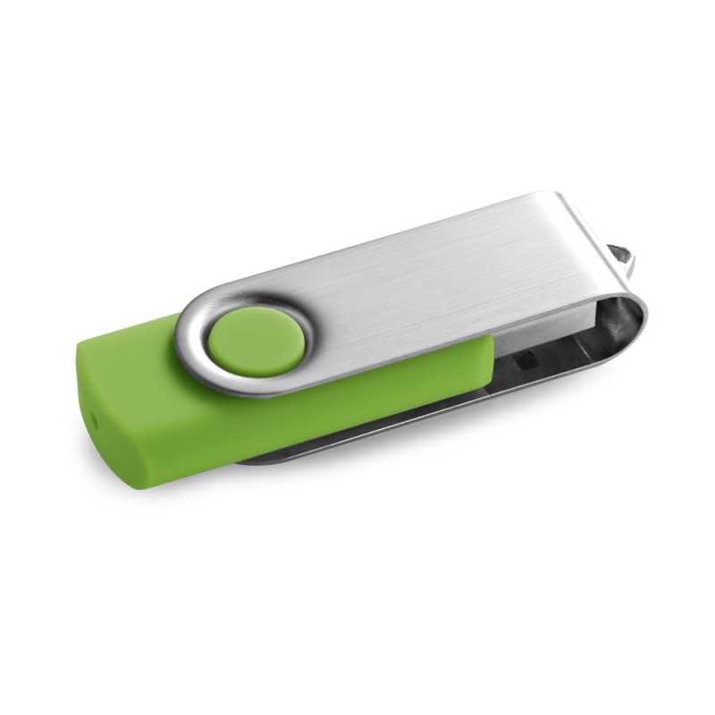 CLAUDIUS 4GB. Unitate flash USB de 4 GB cu finisaj de cauciuc și clip metalic - 97548, Verde deschis CLAUDIUS 4GB. Unitate flash USB de 4 GB cu finisaj de cauciuc și clip metalic - 97548, Verde deschis