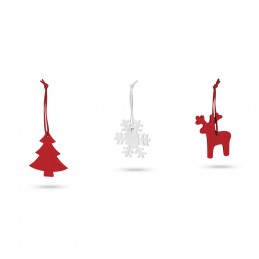 ZERMATT. Set de 3 decorațiuni de Crăciun din pâslă - 99341, Roșu